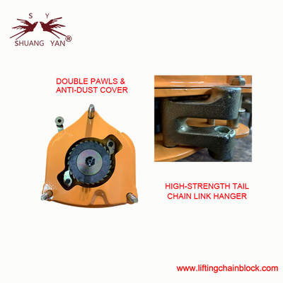 19.6kN Vital Double Ratchet Pawls Manual Chain Block Hoist 2000 kg con G80 Aleación de acero cadena de carga