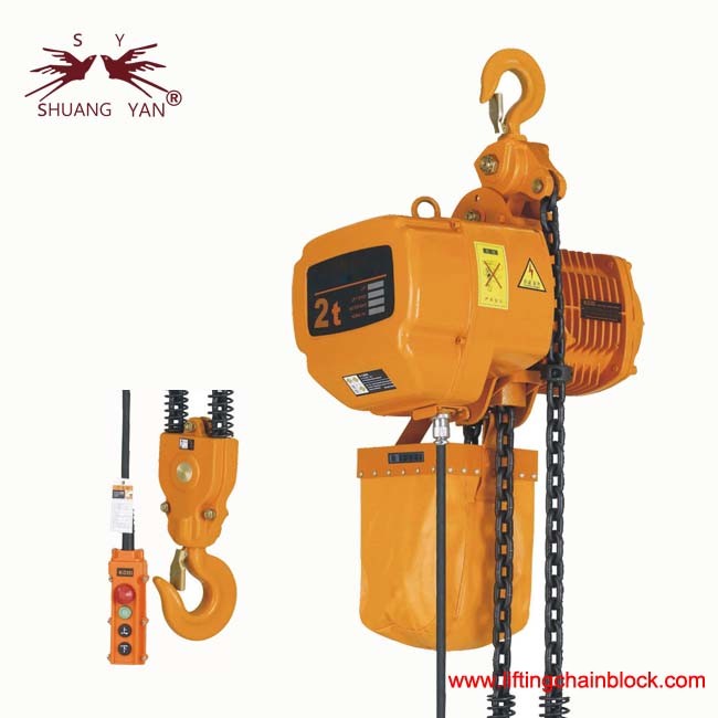 2 toneladas / 19,6 kN Equipo de elevación de cadenas eléctricas 220V-440V controlado por interruptor o a distancia